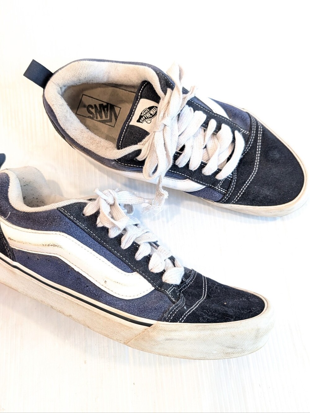 VANS KNU SKOOL Navy White Retro Chunky Skate Sneakers Size 12